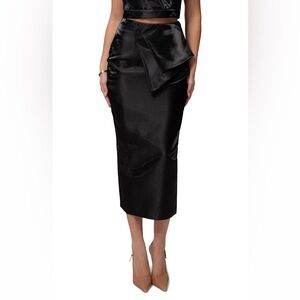 JLUXLABEL Black luxurious midi skirt